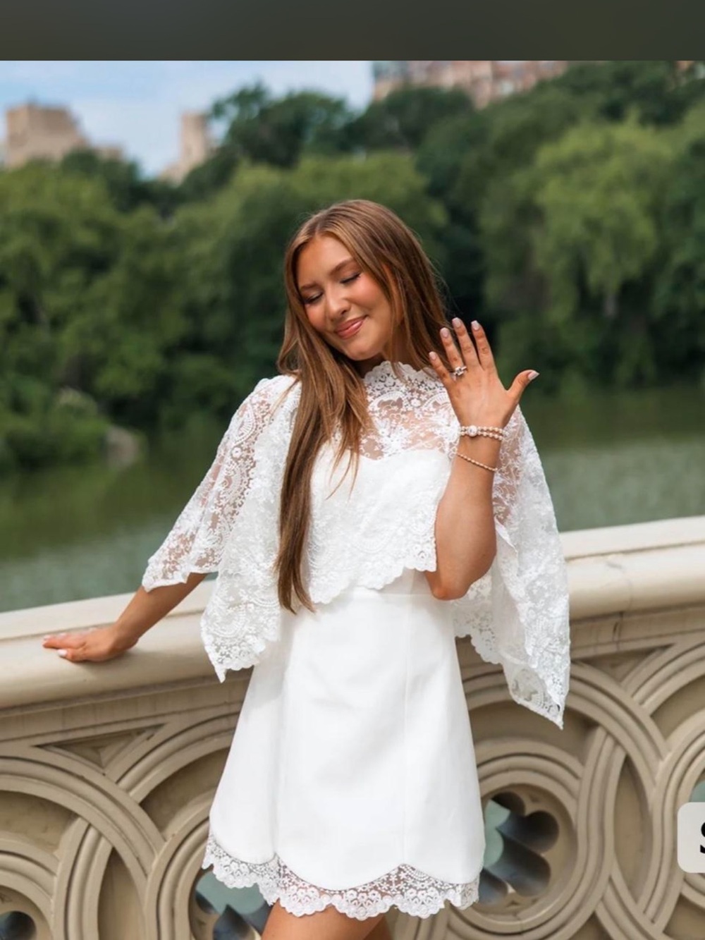 Elegant White Lace Overlay Mini Dress